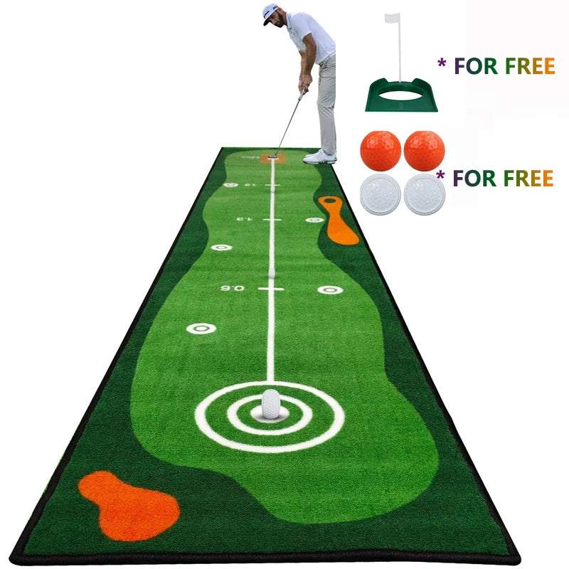 Crestgolf 300cm*50cm Golf Mat Golf Putting Green Indoor Golf Practice,