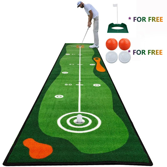 Crestgolf 300cm*50cm Golf Mat Golf Putting Green Indoor Golf Practice,