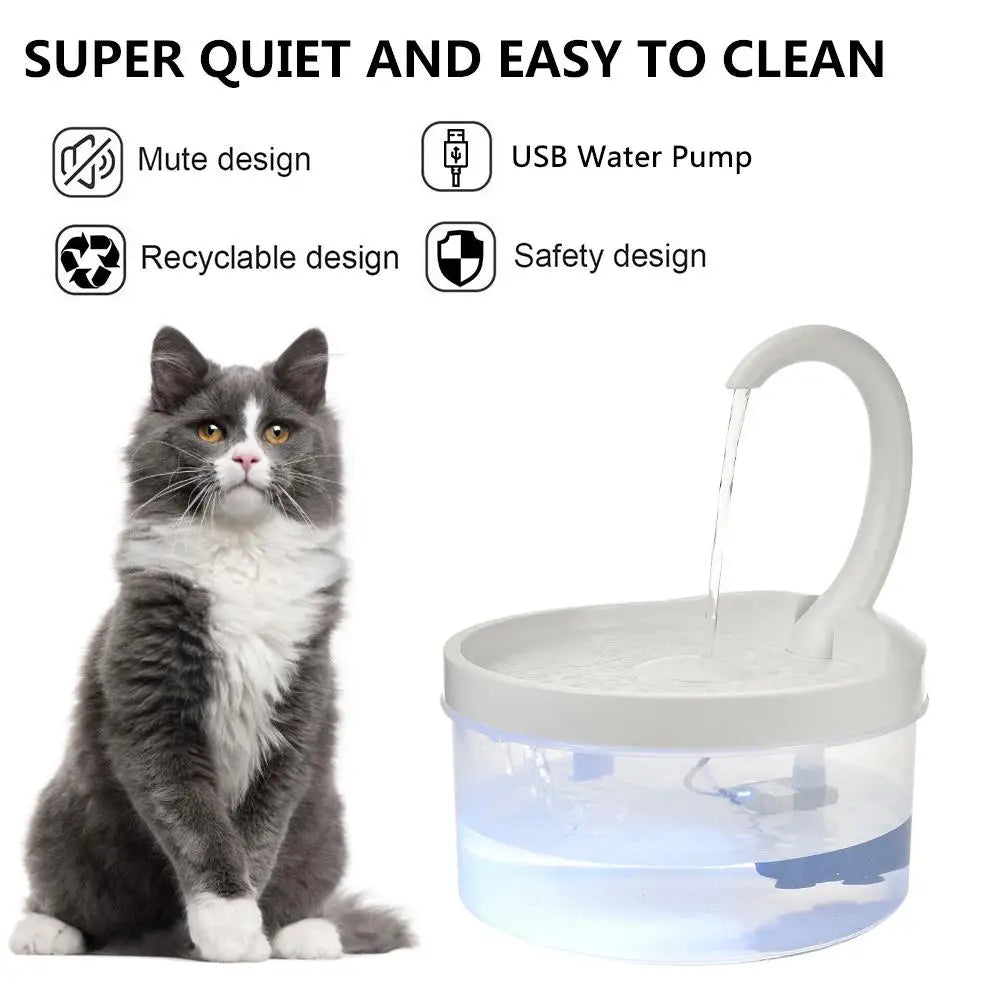 Pet Water Fountain Automatic Power-off When Lack of Water With LED Light water level.