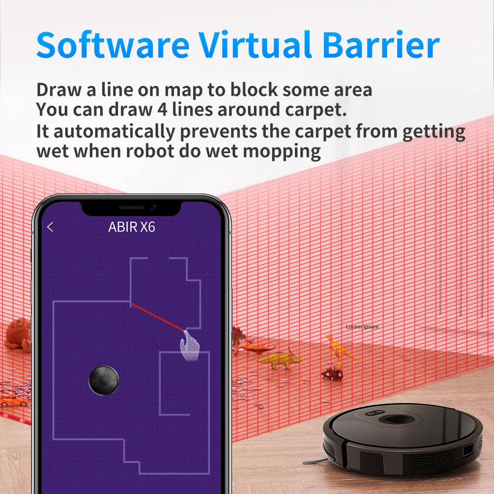 ABIR X6 Robot Vacuum Cleaner, Visual Navigation,APP Virtual Barrier,6000PA Suction,Smart Home Mop,Floor Carpet Washing Appliance - One Stop Shop & More