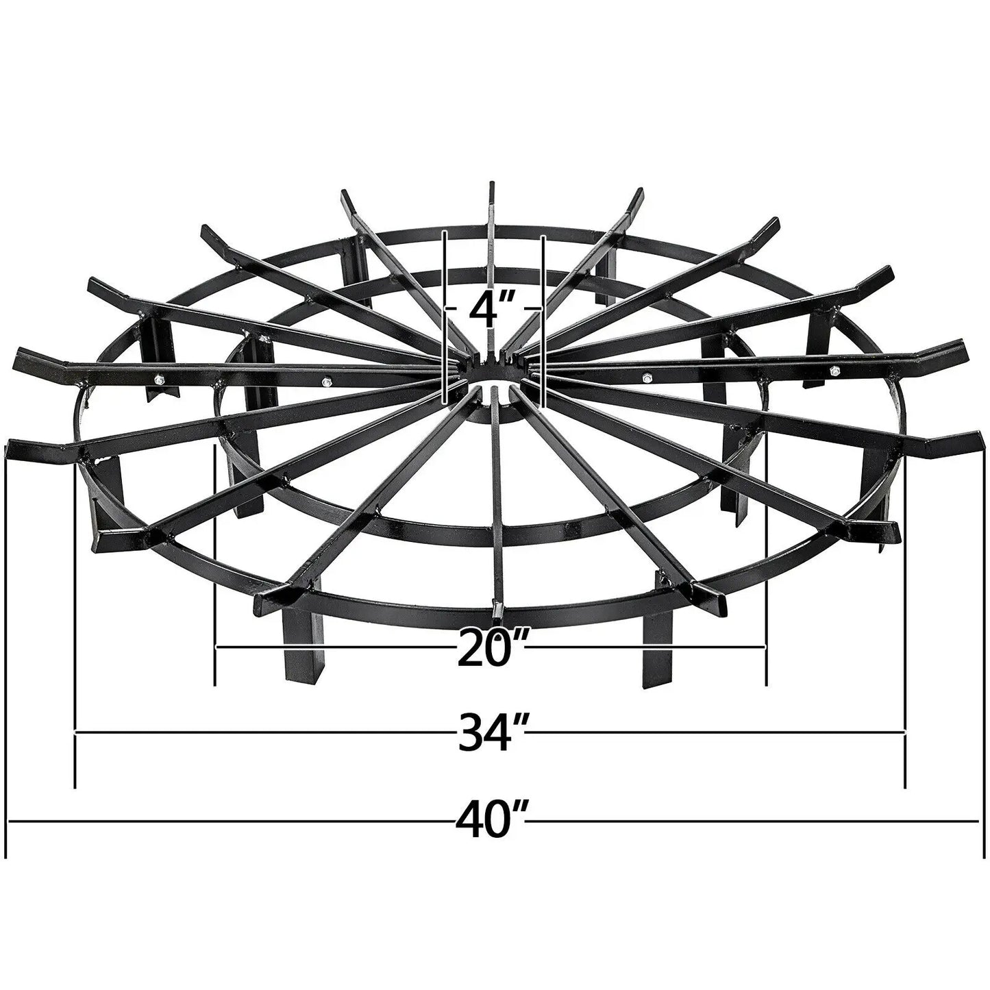 Fire Pit Grate Round Durable Heavy-duty Steel Robust Wheel.