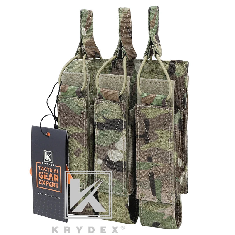 Triple Magazine Pouch Tactical Modular MOLLE Triple Open Top SMG Mag Pouch Carrier For Airsoft Hunting