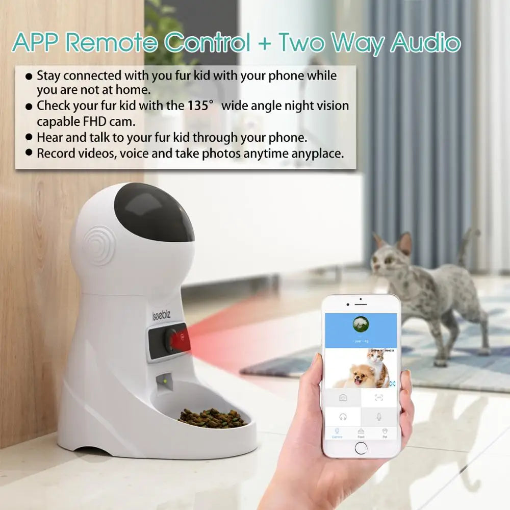 Automatic Pet Feeder With Voice Record Pets Food Bowl For Medium Small Dog Cat LCD Screen Dispensers 4 Times One Day