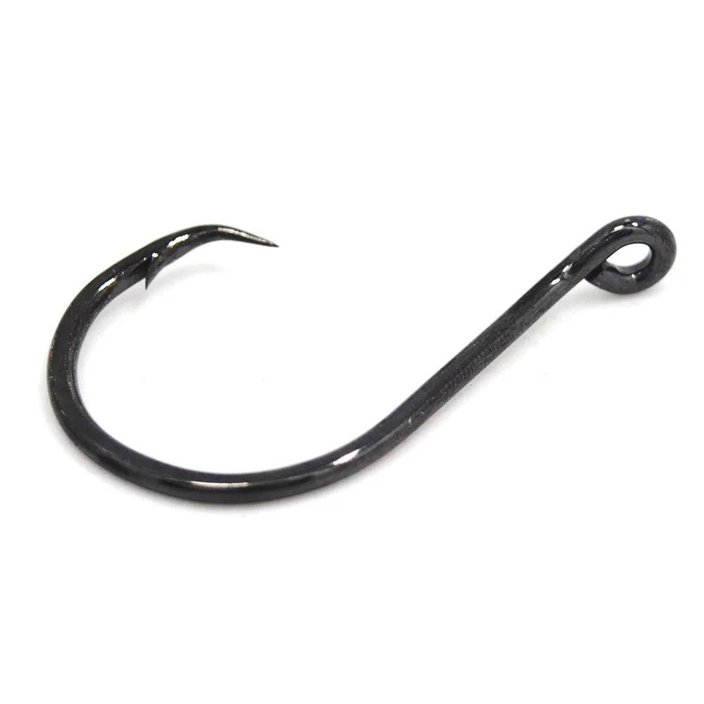 Kmucutie 25pcs 6/0 High Carbon Steel Sea Hanging Circle Hook with High Strength Fishing Hook