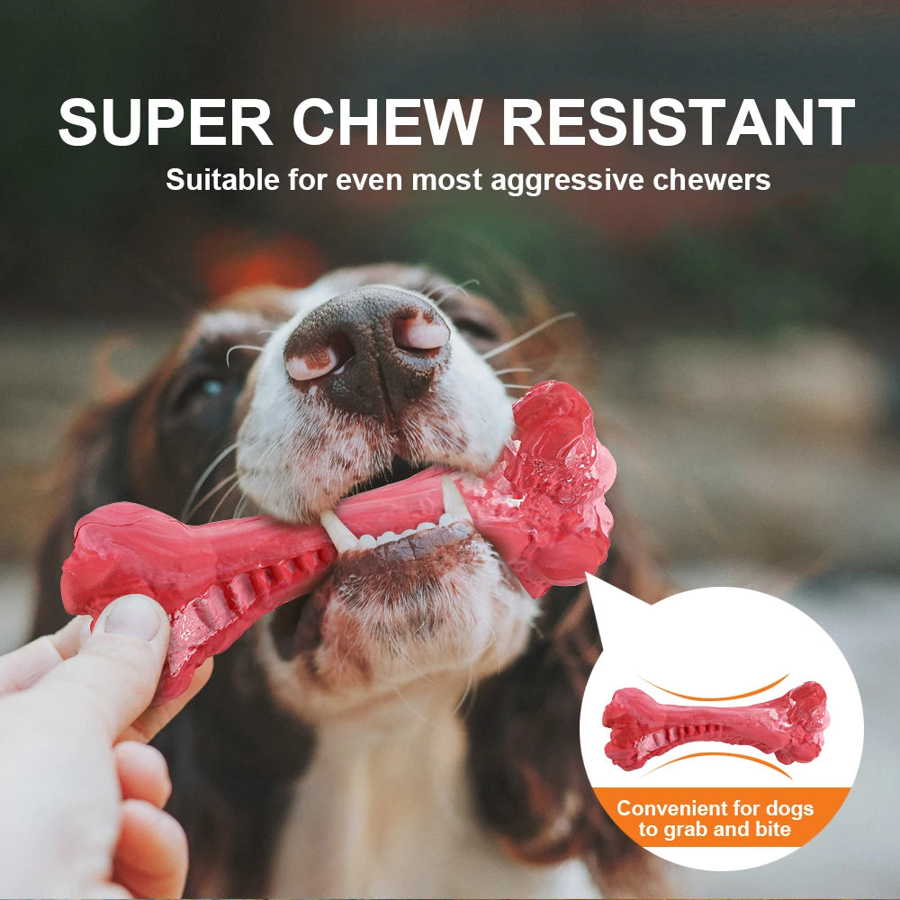 Dog Bone Chew Toy for Durable Rubber Toothbrush Cleaning Puppy Chewing.