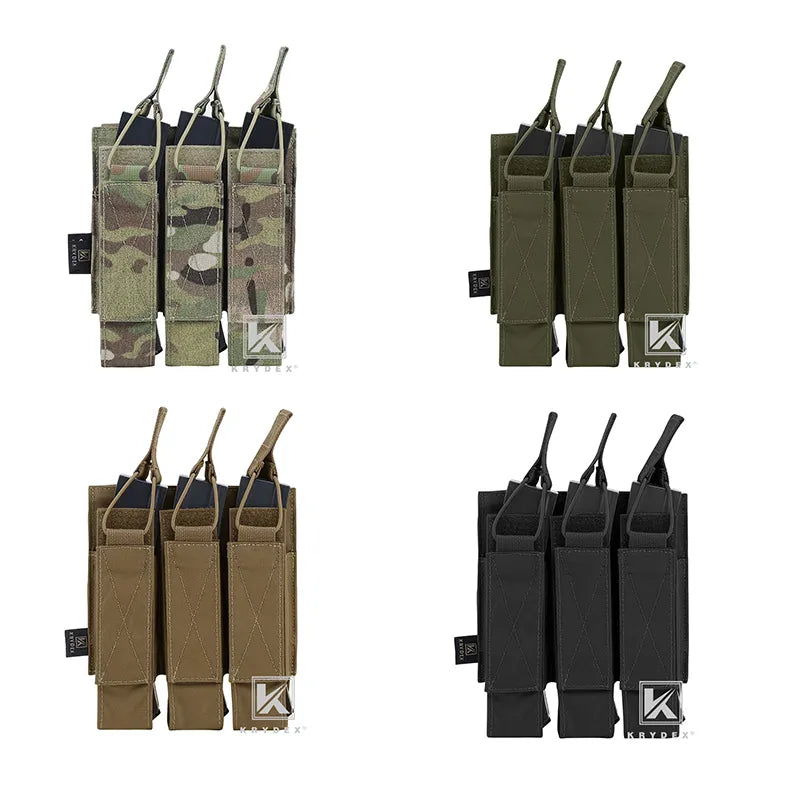 Triple Magazine Pouch Tactical Modular MOLLE Triple Open Top SMG Mag Pouch Carrier For Airsoft Hunting