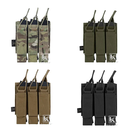 Triple Magazine Pouch Tactical Modular MOLLE Triple Open Top SMG Mag Pouch Carrier For Airsoft Hunting