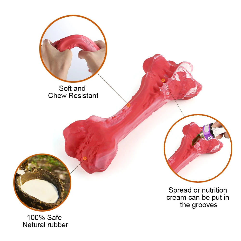 Dog Bone Chew Toy for Durable Rubber Toothbrush Cleaning Puppy Chewing.