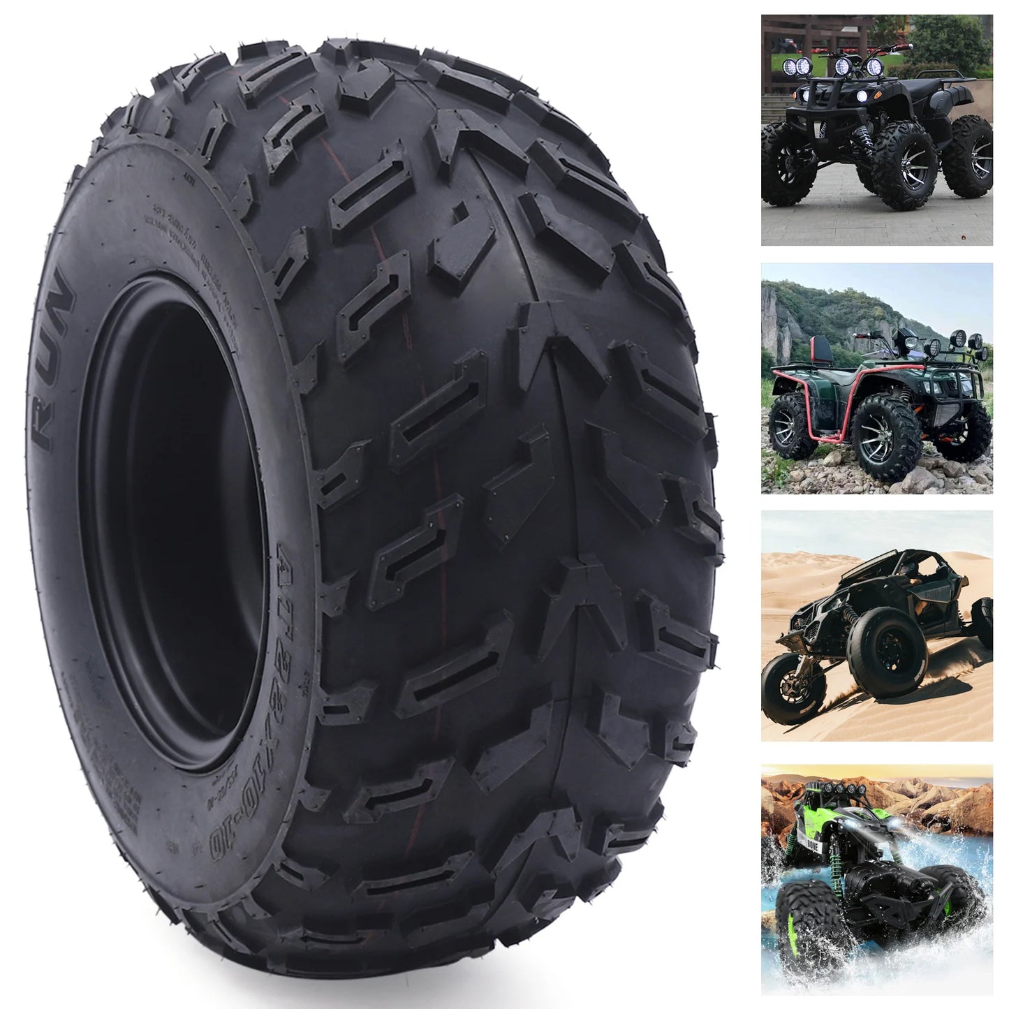 10 Inches ATV Wheels 22x10-10 Tire Rim for 200cc 250cc Quad UTV Off Road Brand Black