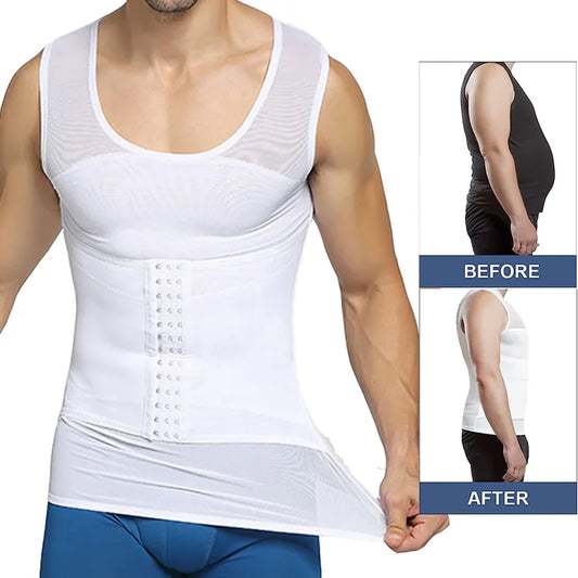 Mens Compression Vest Slimming Body Shaper Shirt Tummy Control Fitness Workout Tank Tops.