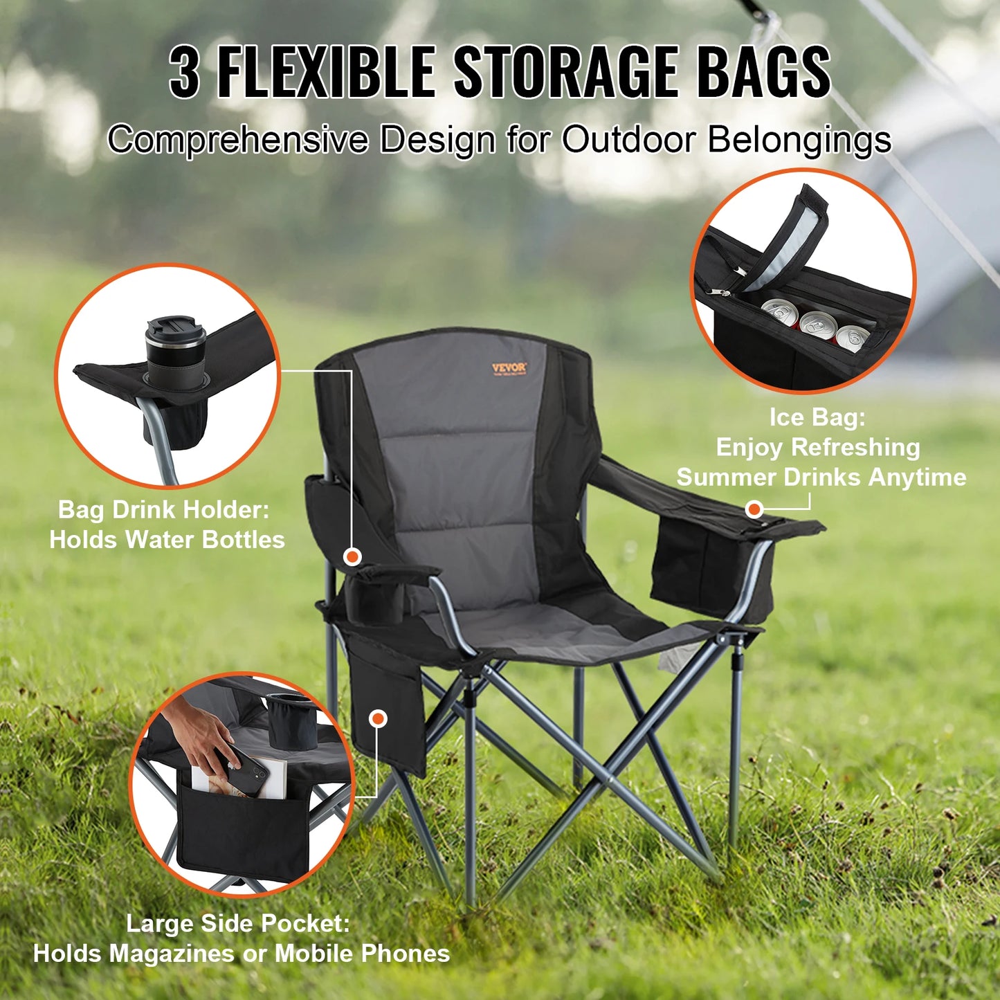 Outdoor Camping Chair 350lbs High Load Ultralight Folding Chair.