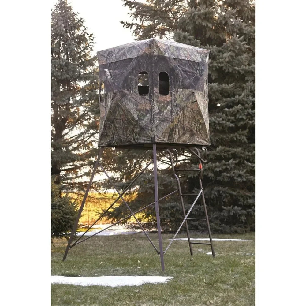 6 Foot Tripod Hunting Tower Blind, 2-Man Stand Elevated, Hunting Gear Equipment Accessories, 4 by 4