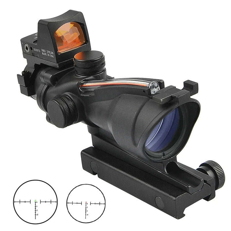 4X32 5x35  Scope Cahevron Reticle Fiber Green Red Illuminated with RMR Mirco Red Dot Sight Tactical Hunting Riflescope