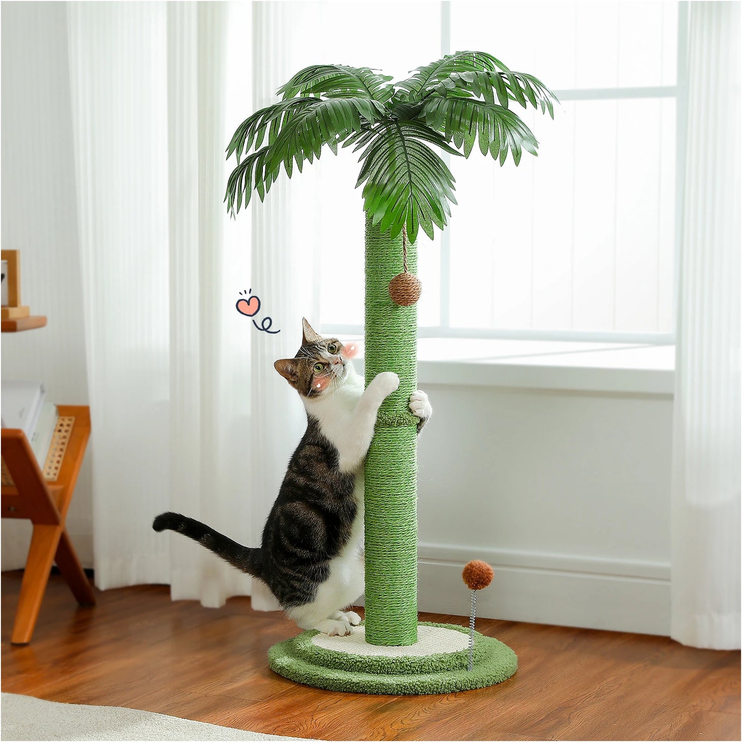 Cat Scratching Post Cat Scratcher for Large Cats with Interactive Balls Sisal Covered Kitten Scratch Posts