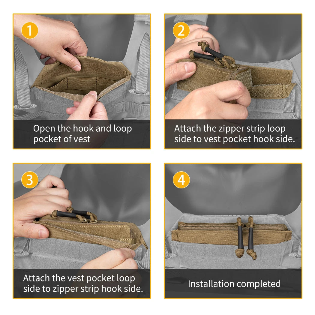 Zipper Strip Insert for Vest Combat.