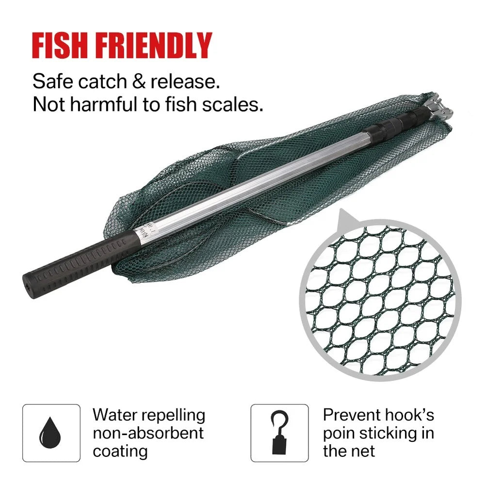 Telescopic Folding Fishing Landing Net 190CM Pole Collapsible Extensible Aluminum long Handle.