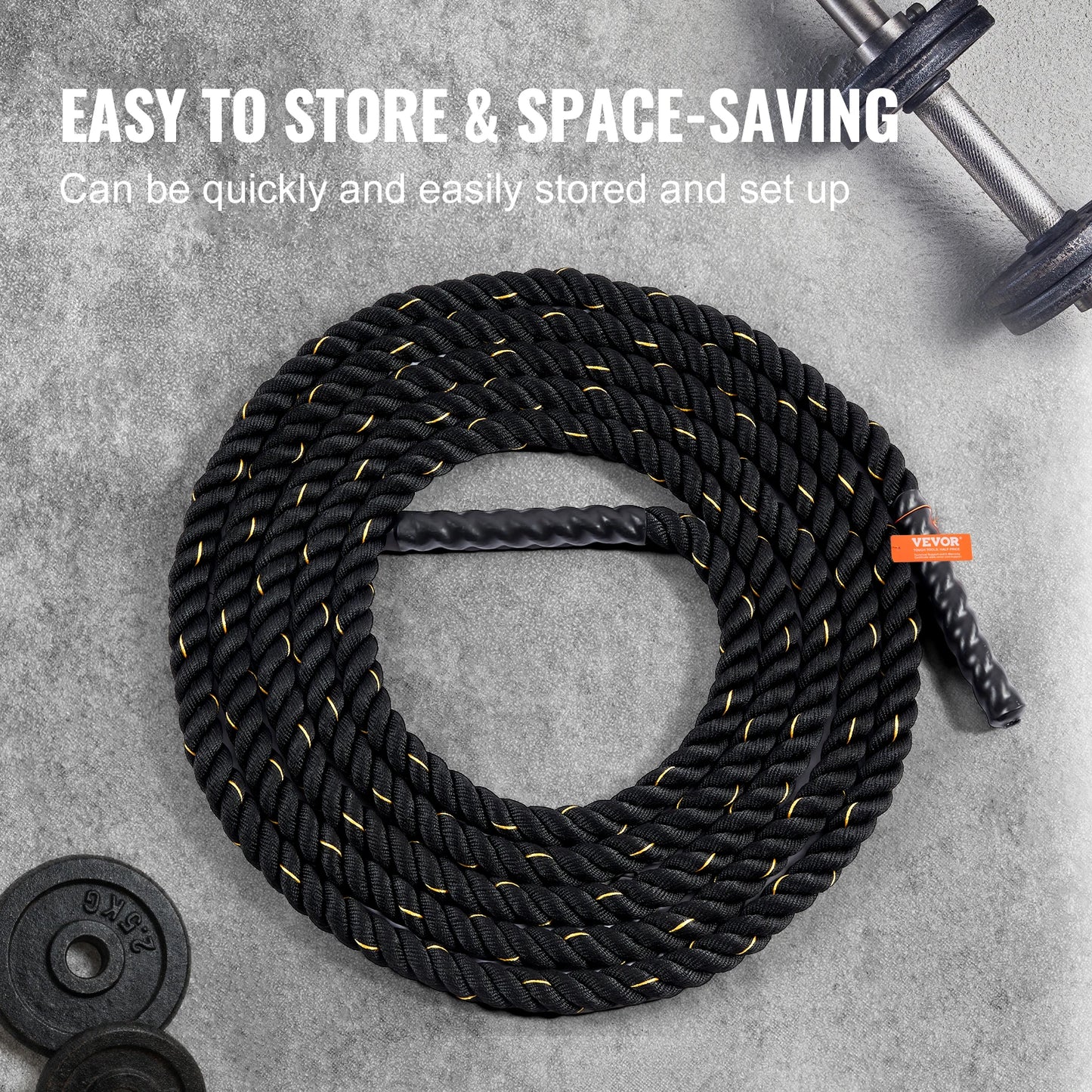 Battle Rope  1.5 Inch Diameter 30Ft Length  for Home Gym  Body Workout Core Strength Training Muscle Building Fitness