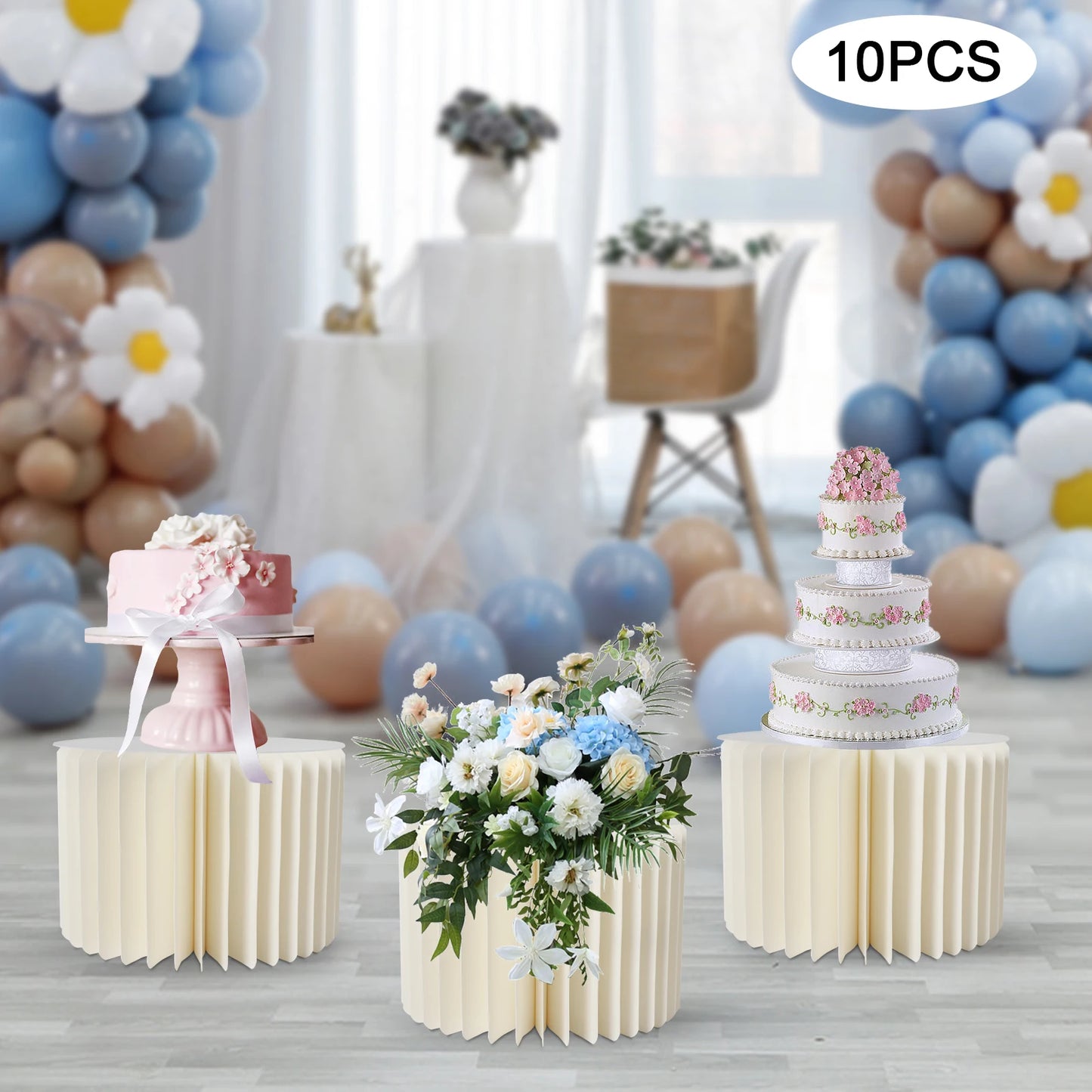 10 Pcs Cardboard Weddings Decoration Table Cylinder Centerpiece Stands.