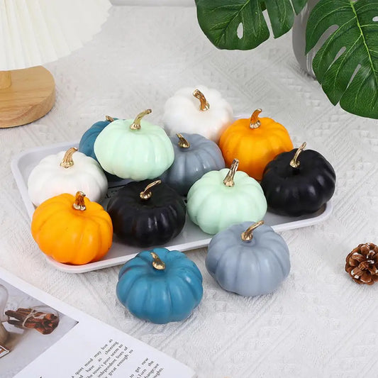 Artificial Pumpkin Decorations Golden Resin Stem Pumpkins Fall-themed Foam Pumpkins Versatile Decorative for Weddings