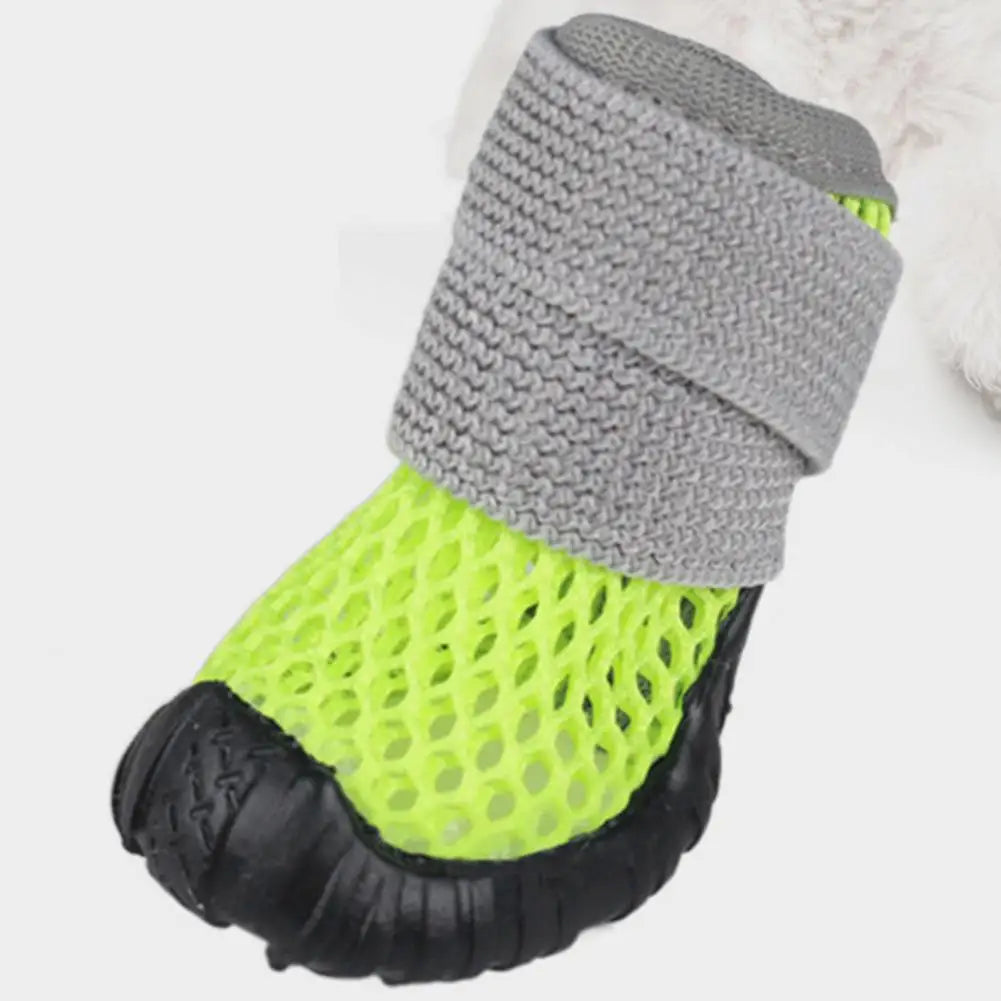 4Pcs Stylish Breathable Elasticated  Summer Ultra-light Pet Dog Rain Boots.