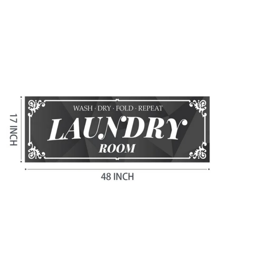 Laundry Room Rug: 17"X48" Laundry Room Decor and Accessories Non-Slip Black Runner Rug Machine Washable Text Design Laundry Mat