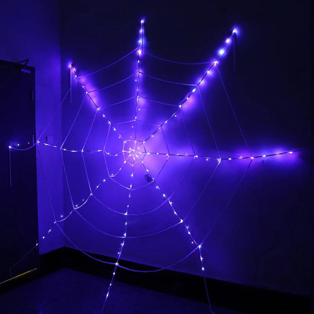 Spider 11.8FT Cobweb String Lights Light Up Spider Web for Party Halloween Indoor Outdoor Decorations