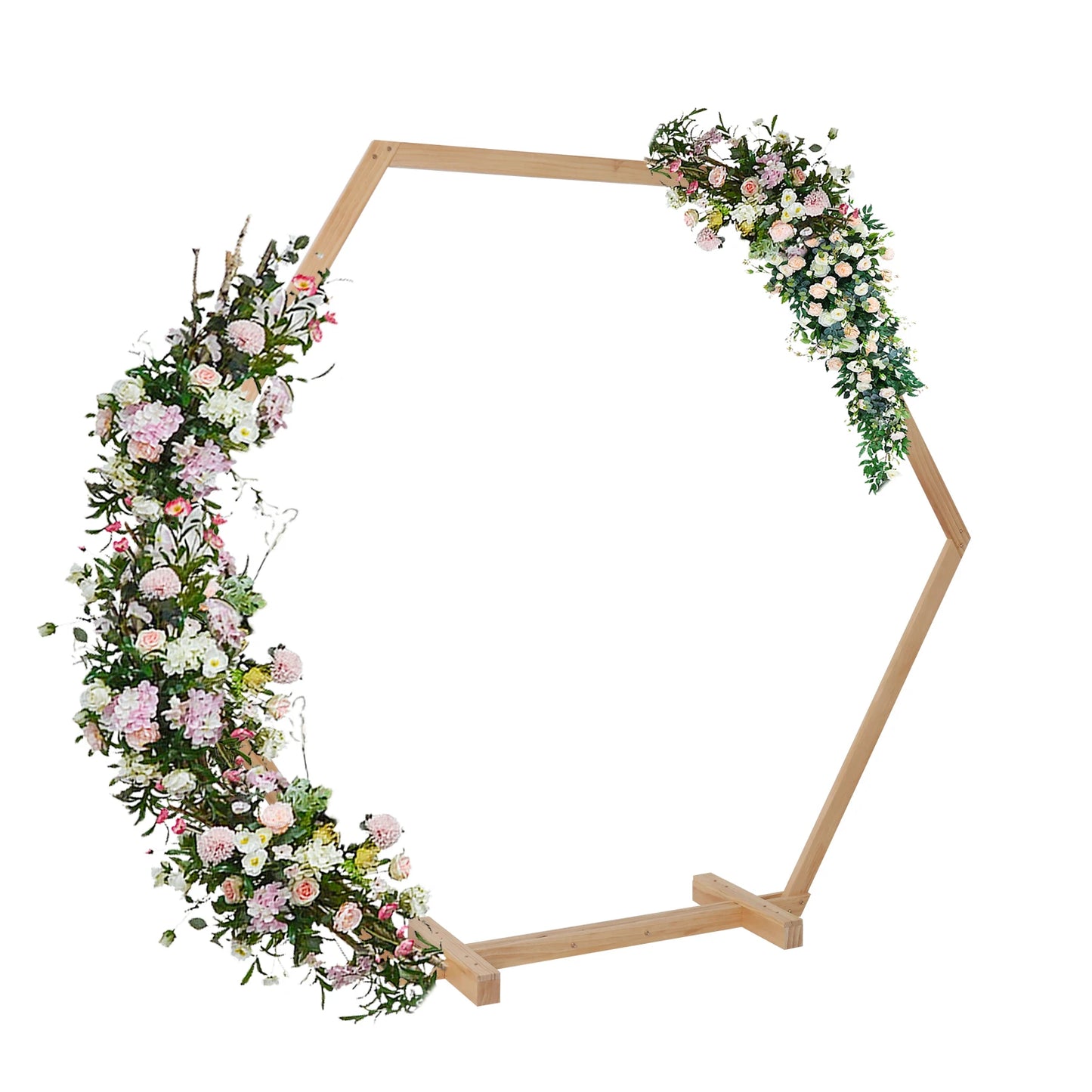 Hexagonal Wooden Wedding Ceremony Arch.