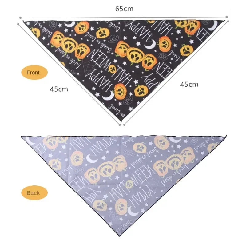 1Pc Halloween Dog Bandana Triangle Scarfs Bibs Adjustable Washable Bib Scarf for Small Medium Dog