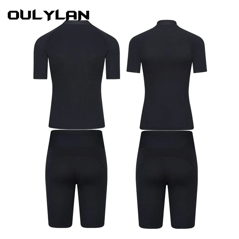 Short Wetsuit Men Neoprene Diving Suit Split Sleeve, Wet Suit Front Zip Spearfishing Swim Surfing Swimwear.