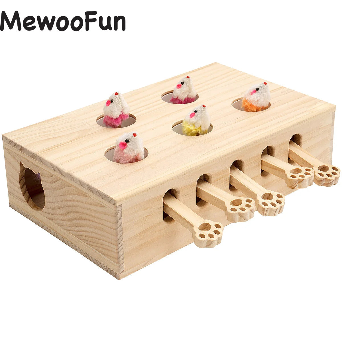 MewooFun Cat Toys Interactive Whack-a-mole Solid Wood Toys for Indoor Cats.