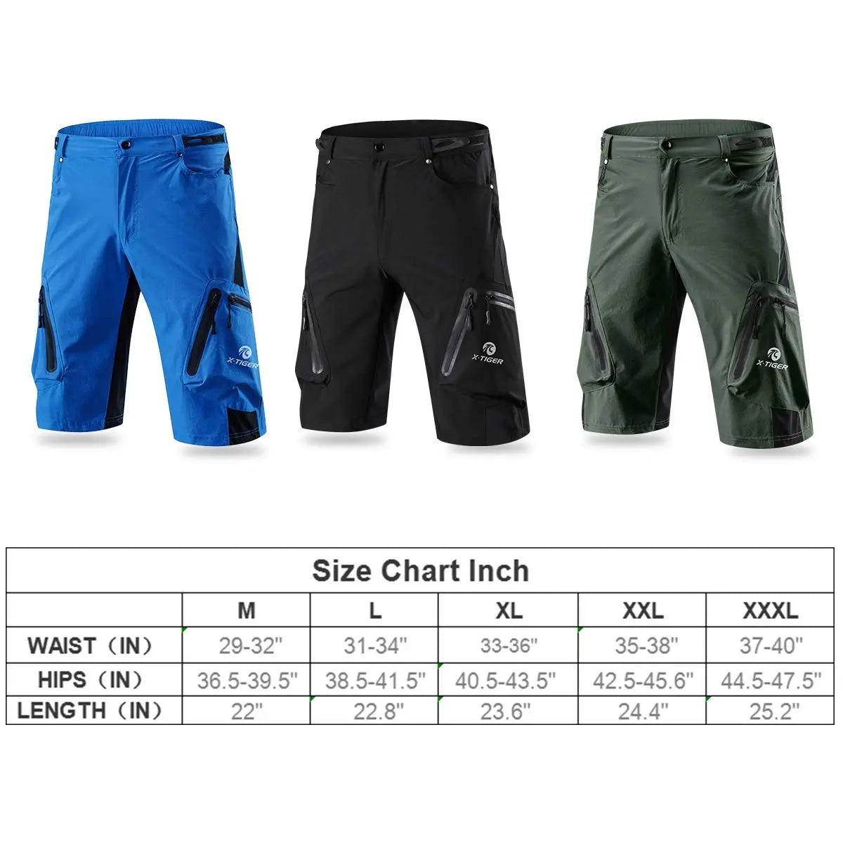 X-TIGER Mountain Bike Shorts Men's Summer Bicycle MTB Shorts Loose Fit Lightweight. - One Stop Shop & More