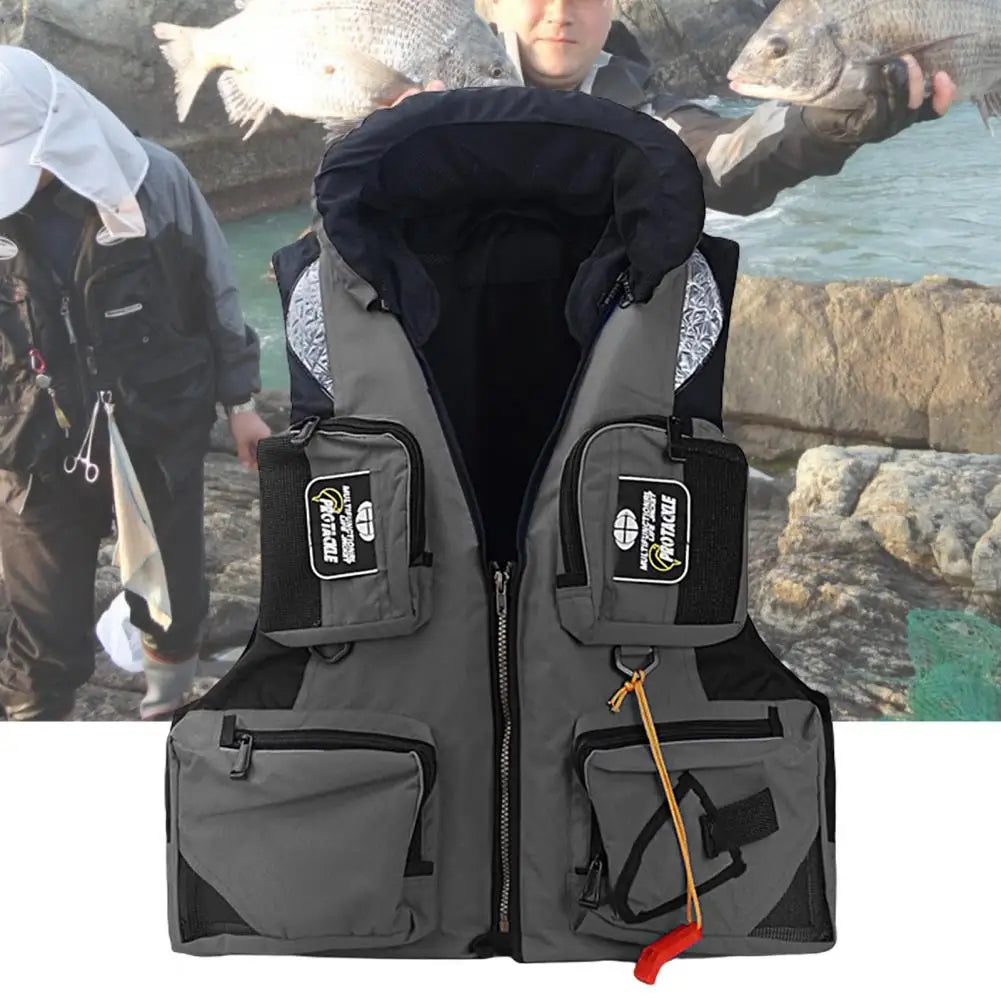 Professional Fishing Life Vest Multi-pocket Detachable Large Buoyancy Assist Comfortable Adults.