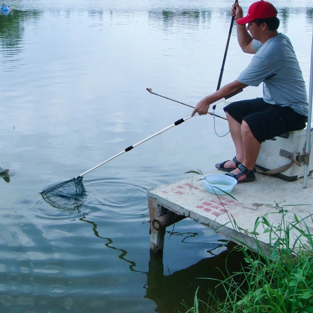 Telescopic Folding Fishing Landing Net 190CM Pole Collapsible Extensible Aluminum long Handle.