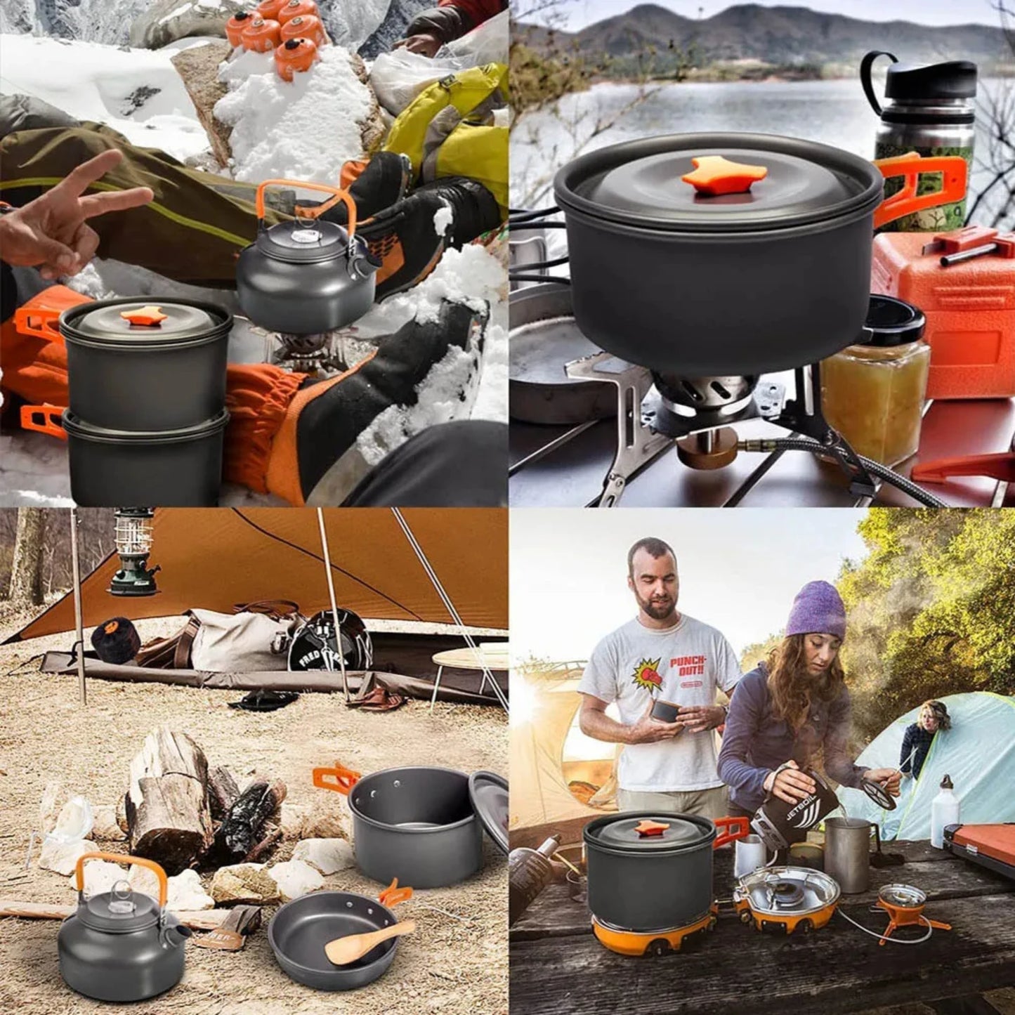 Lightweight, Durable Aluminum Camping Cookware Set - Reliable Outdoor Cooking Gear -