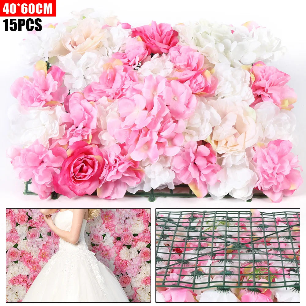 Artificial Flower Wall Panel Backdrop For Photo Background.