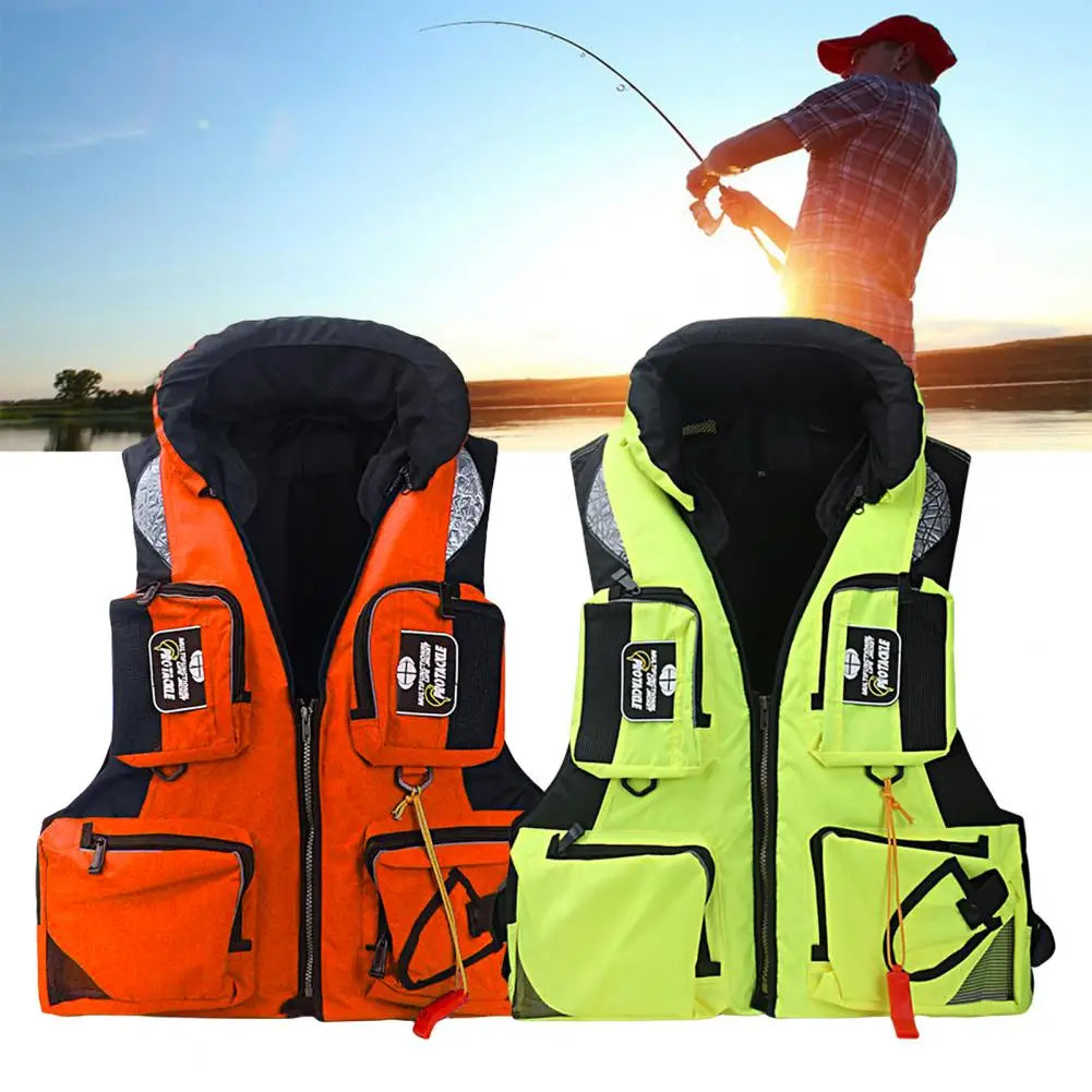 Professional Fishing Life Vest Multi-pocket Detachable Large Buoyancy Assist Comfortable Adults.