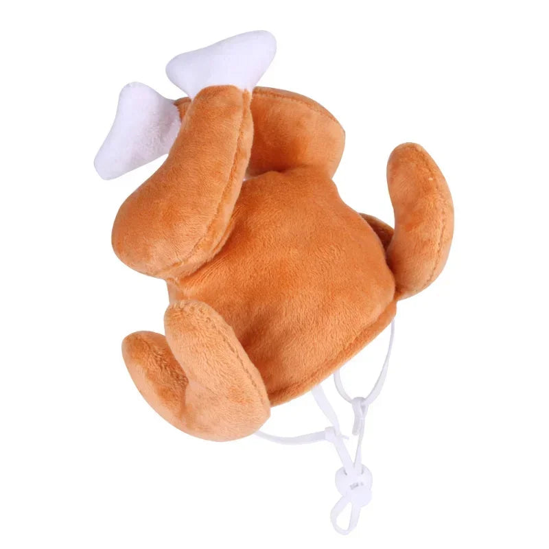 Pet Cat Plush Hat Adjustable Size Dress Up Chicken Leg Headdress,