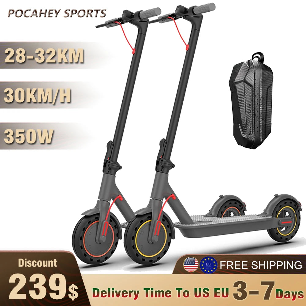 350W Adults Electric Scooter 36V 30km/h Max Speed 8.5 inch Solid Tires Electric Kick Scooter 35KM Range with APP. - One Stop Shop & More