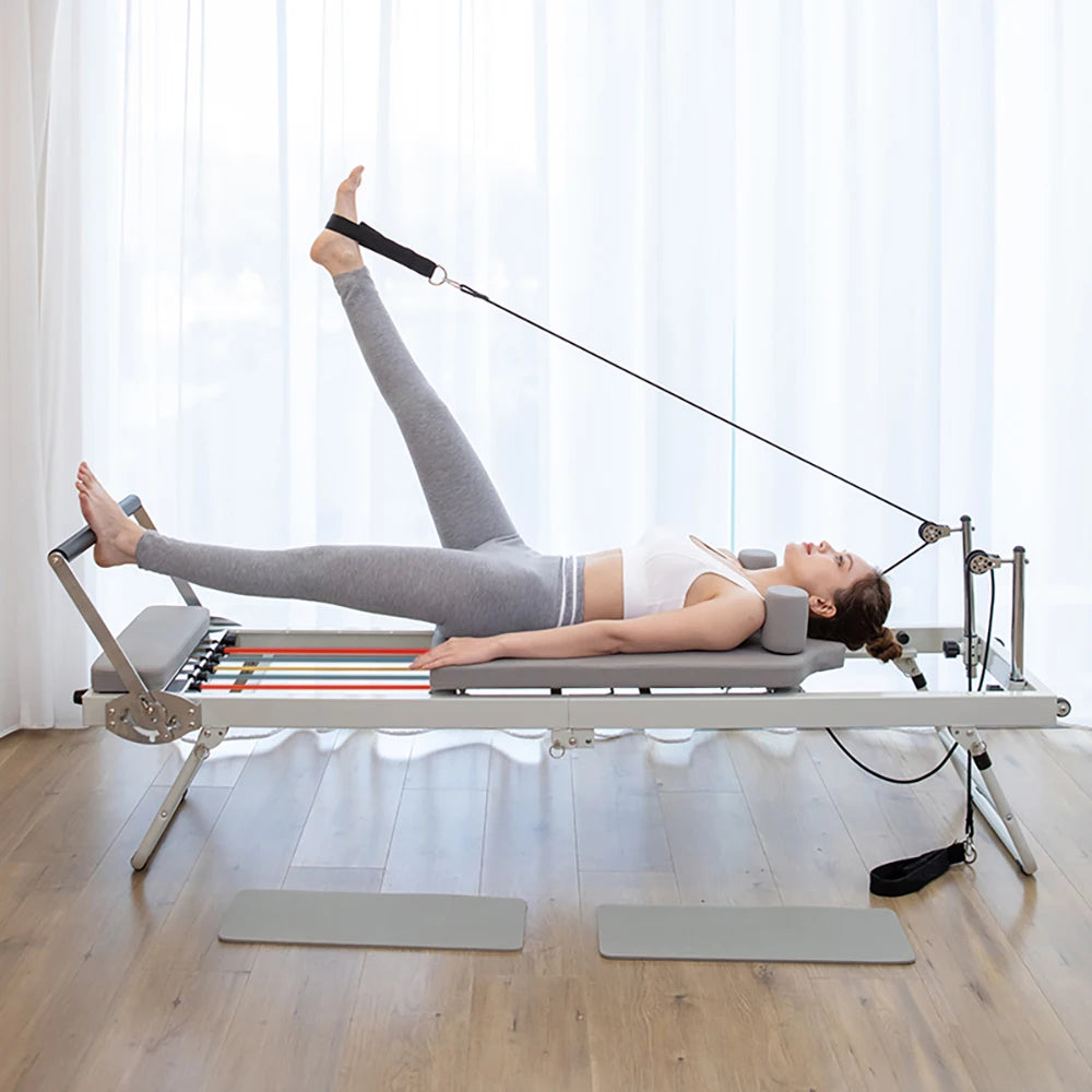 Pilates Reformer Fitness Equipment, Foldable Yoga Bed Strength Training Machine