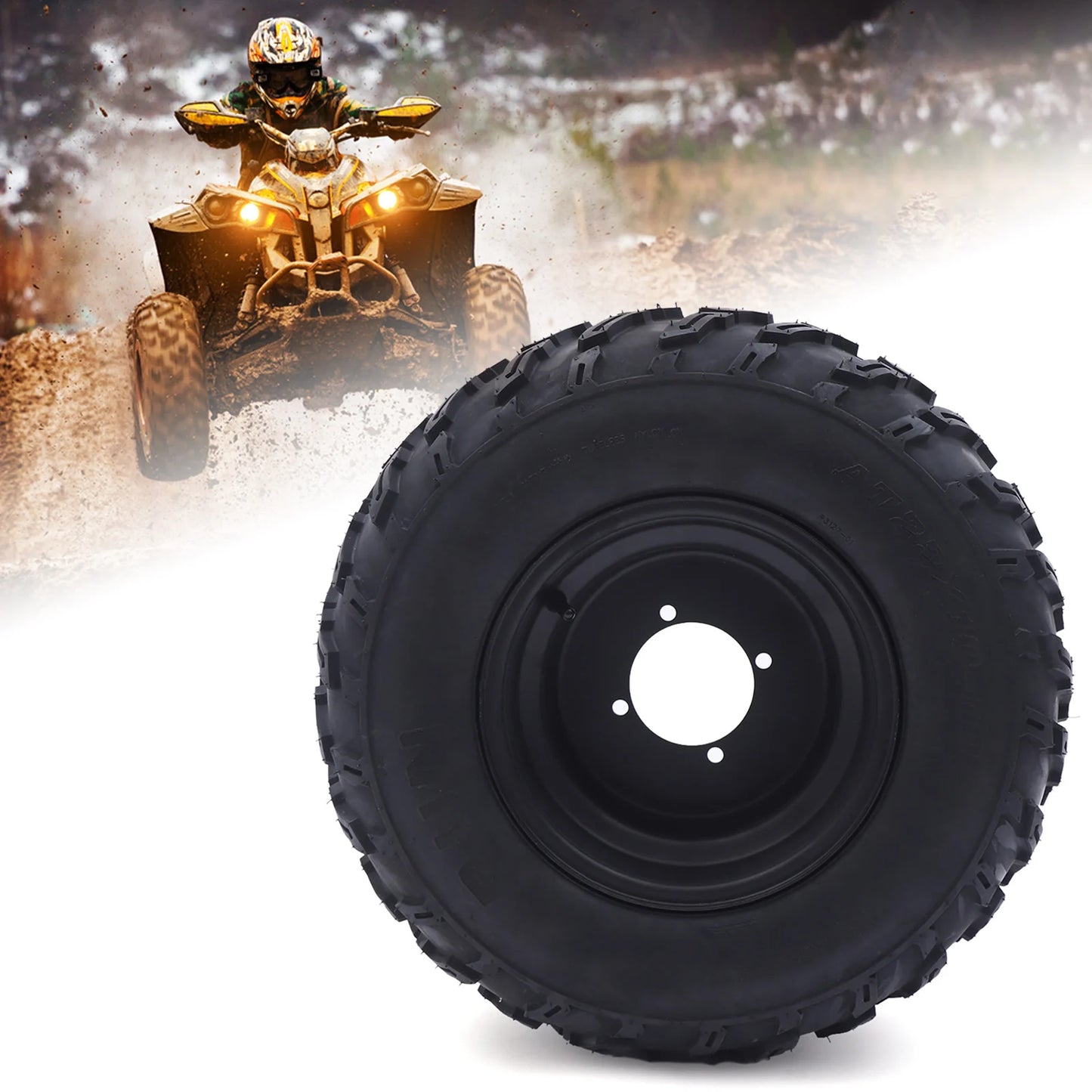 10 Inches ATV Wheels 22x10-10 Tire Rim for 200cc 250cc Quad UTV Off Road Brand Black