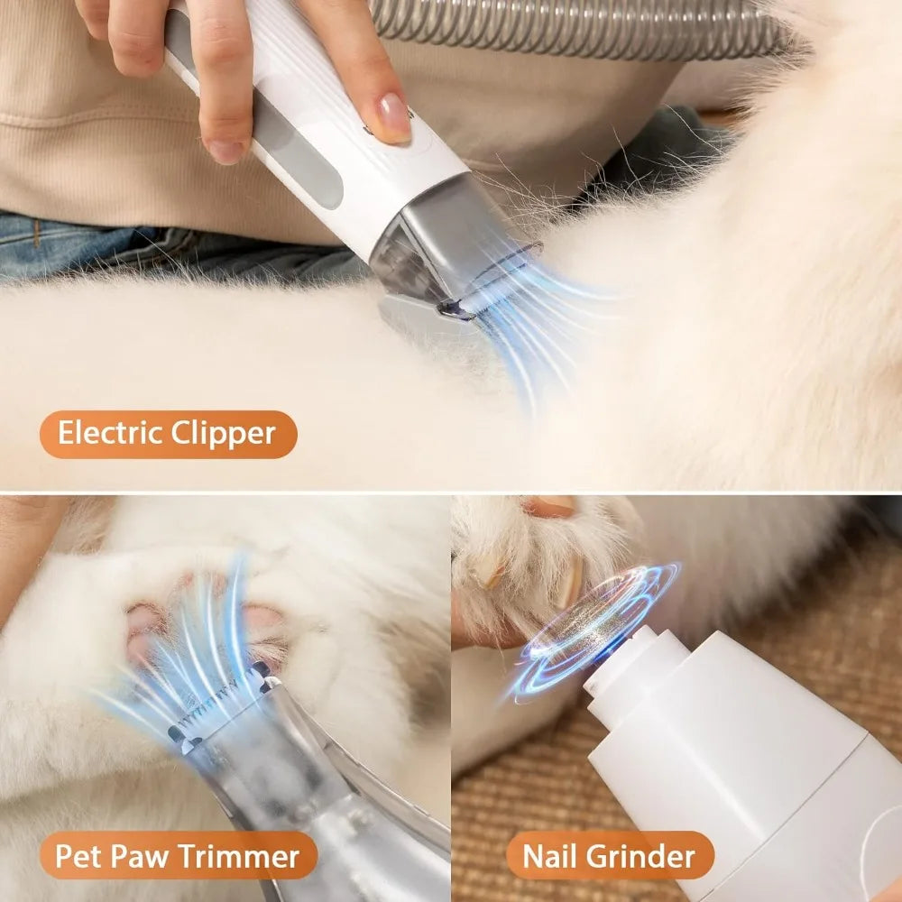 Dog Grooming Kit, Vacuum & Dog Clippers Nail Trimmer Grinder & Dog Brush for Shedding with 7 Pet Grooming Tools, Low Noise