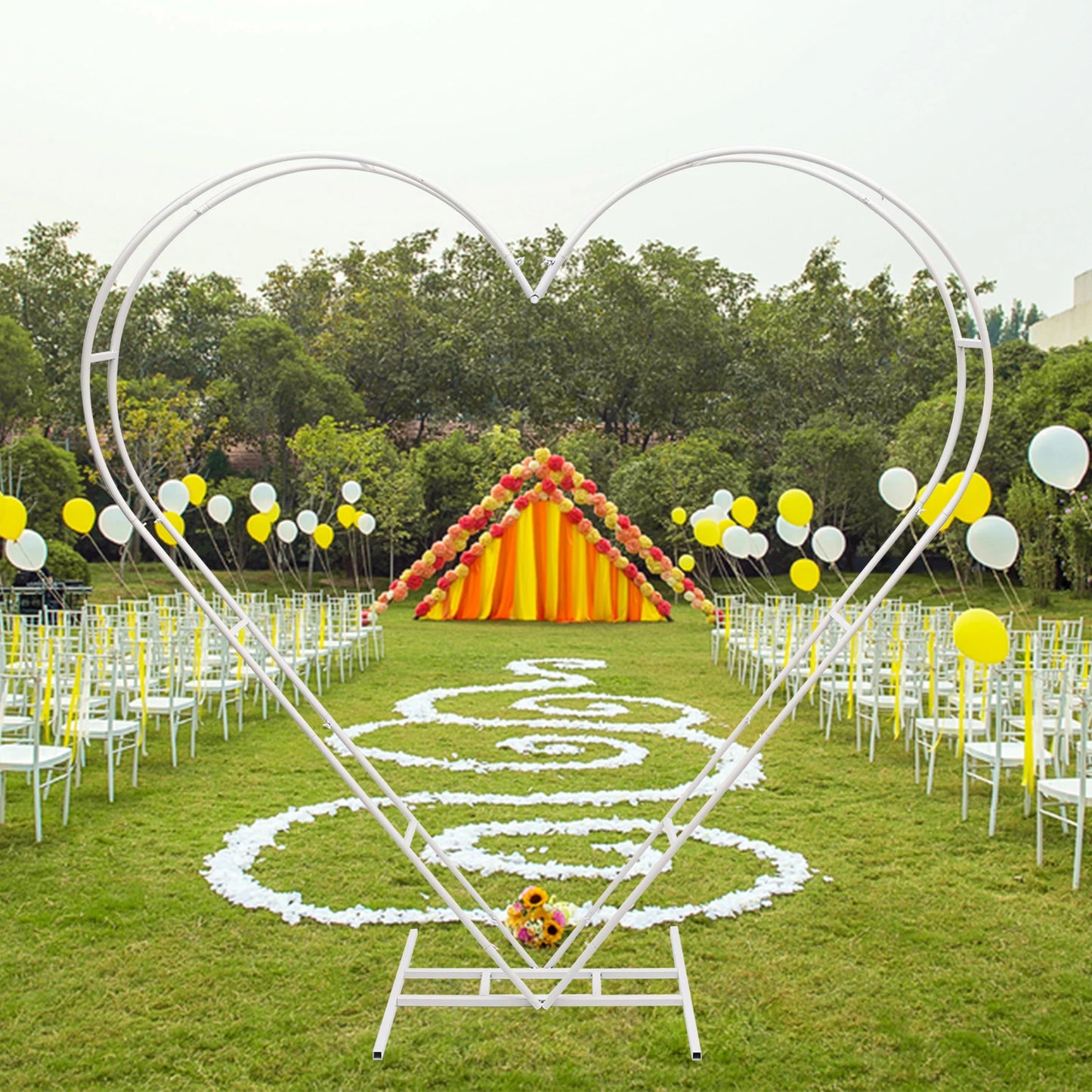 White Heart Shape Wedding Metal Arch Backdrop Iron.