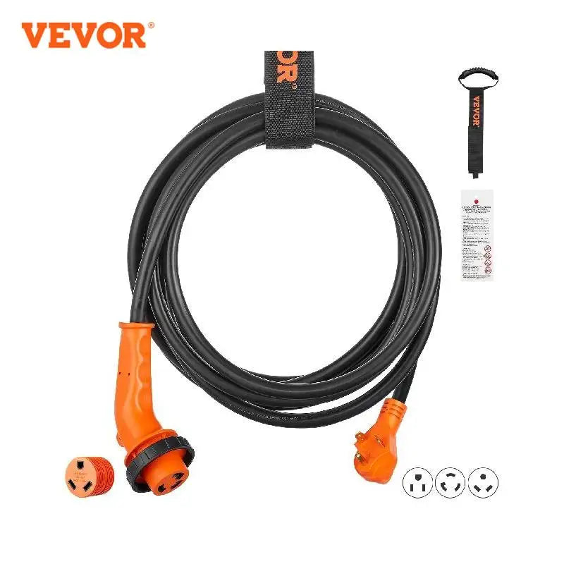 30A/50A RV Power Cord 15/25/30/50 Feet Heavy Duty Generator Cord with LED Indicator Handle 15A Adapter for RVs