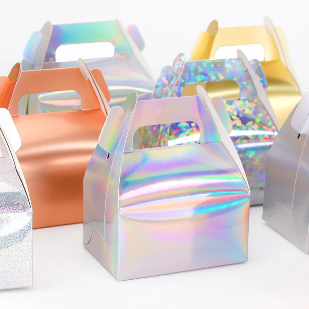 10 pieces / color holographic gift box cake West Point packaging.