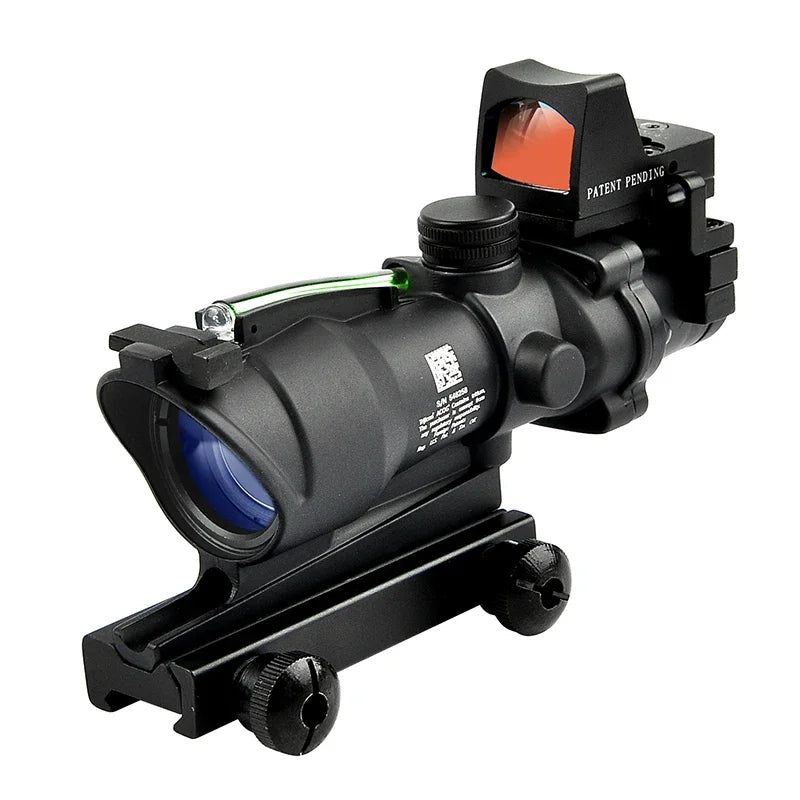 4X32 5x35  Scope Cahevron Reticle Fiber Green Red Illuminated with RMR Mirco Red Dot Sight Tactical Hunting Riflescope