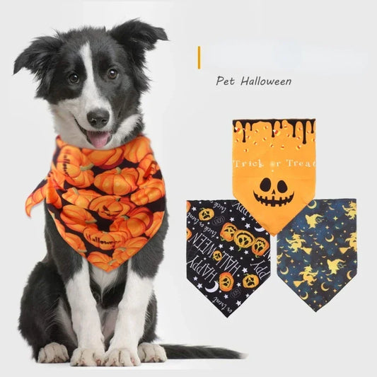 1Pc Halloween Dog Bandana Triangle Scarfs Bibs Adjustable Washable Bib Scarf for Small Medium Dog