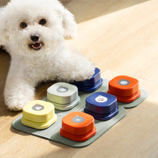 MEWOOFUN Dog Button Record Talking Pet Communication Vocal Training Interactive Toy Bell Ringer.