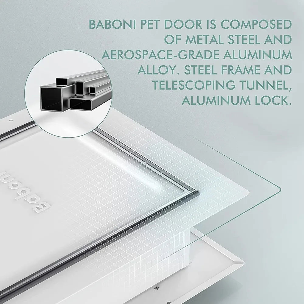 Pet Door for Wall, Steel Frame and Telescoping Tunnel, Aluminum Lock, Double Flap Dog Door and Cat Door, Strong and Durable