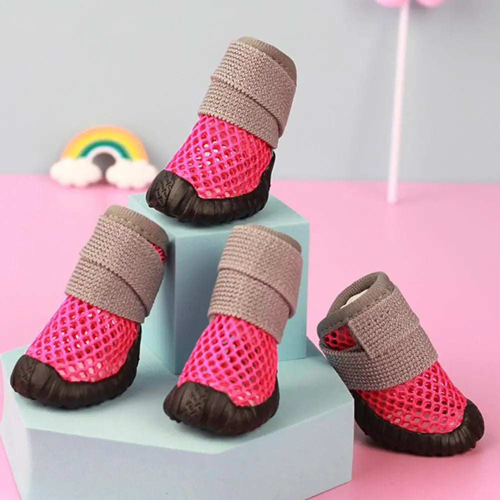 4Pcs Stylish Breathable Elasticated  Summer Ultra-light Pet Dog Rain Boots.