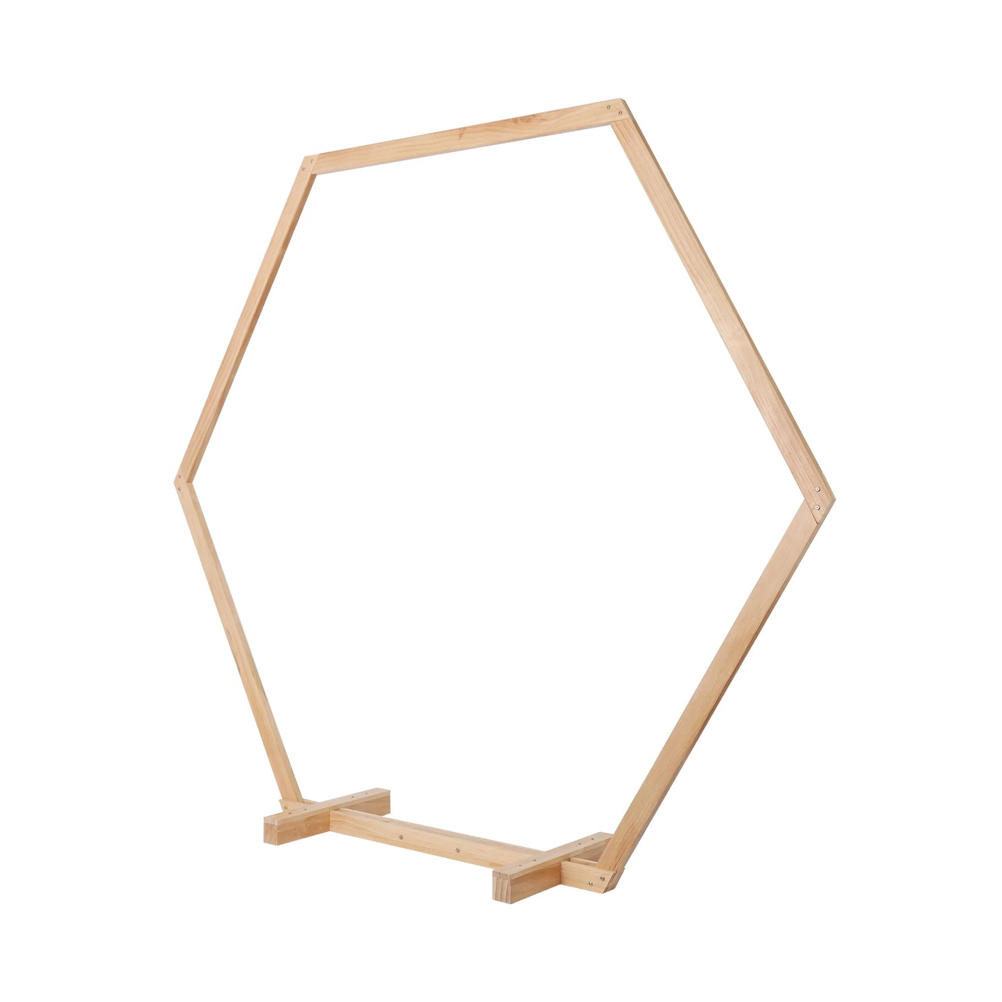 Hexagonal Wooden Wedding Ceremony Arch Bridal Party Backdrop.